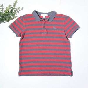 BURBERRY Boys Orange Gray Striped Polo Shirt Top